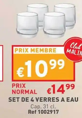 Trafic Set de 4 verres à eau offre