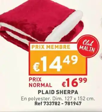 Trafic Plaid sherpa offre