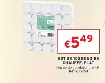 Trafic Set de 100 bougies chauffe-plat offre