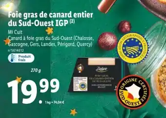 Lidl Foie gras de canard entier du sud-ouest IGP offre
