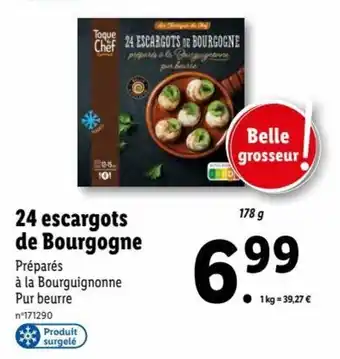 Lidl 24 escargots de bourgogne offre
