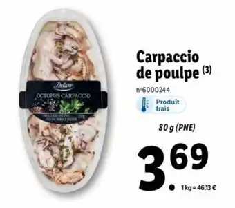 Lidl Carpaccio de poulpe offre