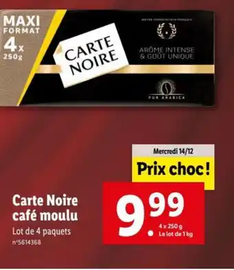 Lidl Carte Noire Cafe Moulu offre