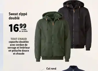 Lidl Sweat Zippe Double offre