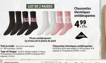 Lidl Chaussettes Thermiques Antidérapantes offre