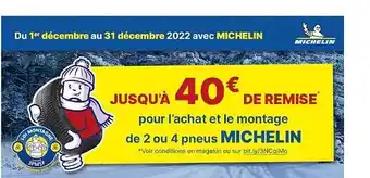 Carter-Cash L'achat et le montage de 2 ou 4 pneus michelin offre