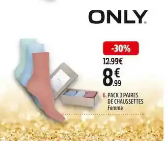 Intersport Pack 3 paires de chaussettes femme only offre