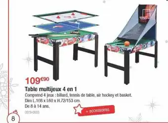 Oogarden Table multi jeux 4 en 1 offre