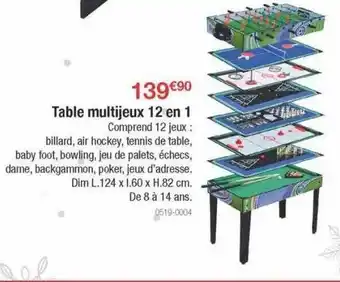 Oogarden Table multi jeux 12 en 1 offre