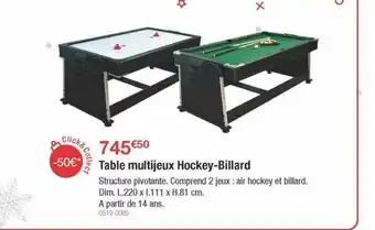 Oogarden Table multi jeux hockey-billard offre