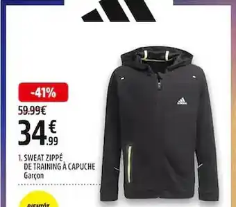 Intersport Sweat zippé de training à capuche garçon adidas offre