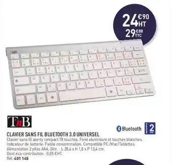 Clavier sans fil bluetooth 3.0 universel t'nb