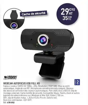 Webcam autofocus usb full hd urban