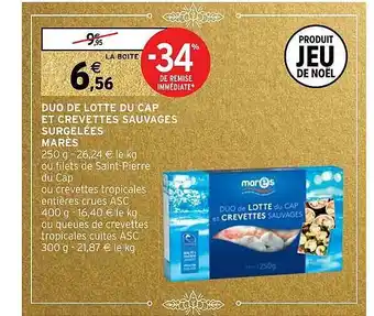 Intermarché Duo de lotte du cap et crevettes sauvages surgelées marès offre