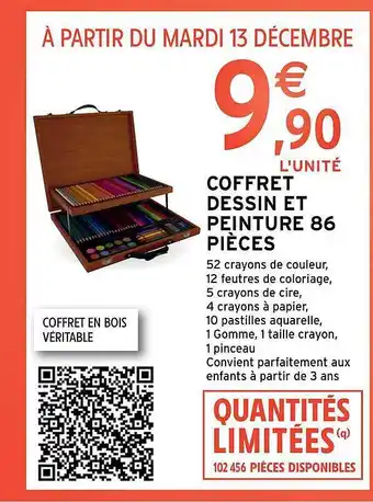 Intermarché Coffret dessin et peinture 86 pièces offre