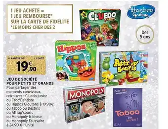 Intermarché Jeu de société pour petits et grands hasbro gaming offre
