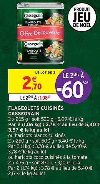Intermarché Flageolets cuisinés cassegrain offre