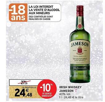 Intermarché Hyper Irish whiskey jameson offre