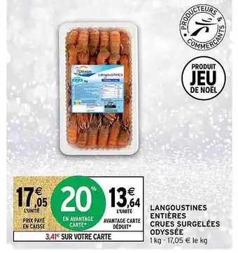 Langoustines entières crues surgelées odyssée