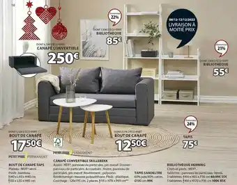JYSK Bout de canapé taps, canapé convertible skillebekk, tapis sandeltre, bibliothèque herning offre