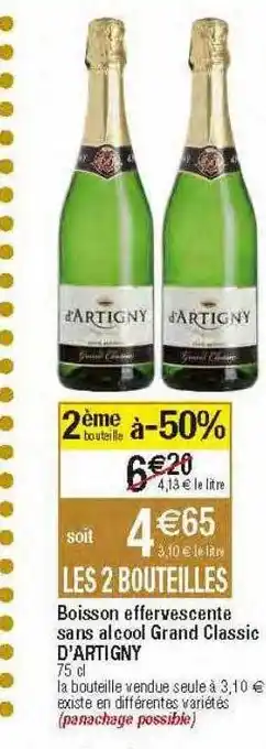 Migros Boisson effervescente sans alcool grand classic d'artigny offre