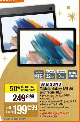 Migros Tablette samsung galaxy tab a8 anthracite 10,5 offre
