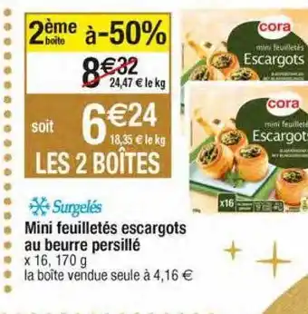 Mini feuilletés escargots au beurre persillé cora