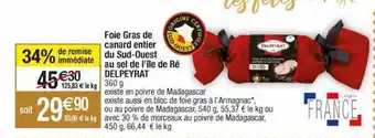 Migros Foie gras de canard entier du sud-ouest au sel de l'île de ré delpeyrat offre