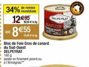 Migros Bloc de foie gras de canard du sud-ouest delpeyrat offre
