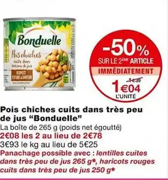 Monoprix Pois chiches cuits dans très peu de jus offre