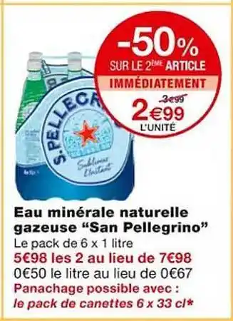 Monoprix Eau minérale naturelle gazeuse offre