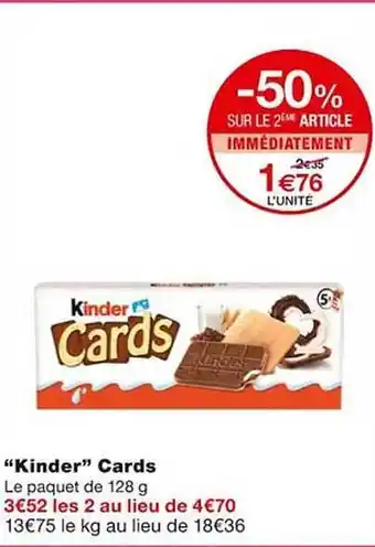 Monoprix Offre "kinder" cards chez monoprix offre