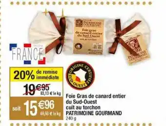 Migros Foie gras de canard entier du sud-ouest cuit au torchon patrimoine gourmand offre