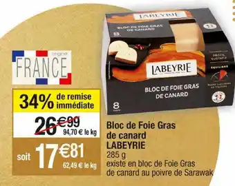 Migros Bloc de foie gras de canard labeyrie offre