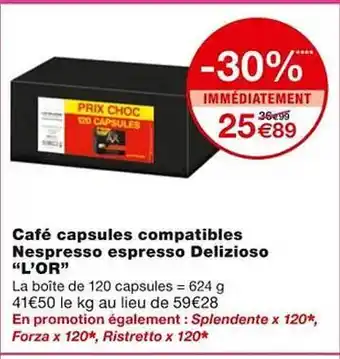 Monoprix Café capsules compatibles nespresso espresso delizioso offre