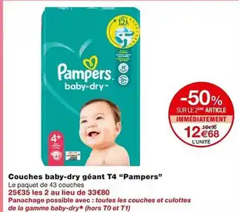 Couches baby-dry géant t4