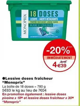 Monoprix Lessive doses fraîcheur offre