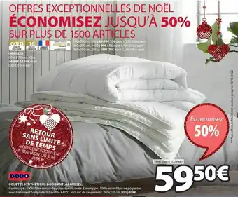 JYSK Couette synthétique dodo anti acariens offre