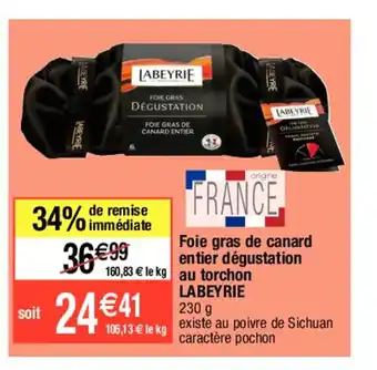 Migros Foie Gras De Canard Entier Degustation Au Torchon Labeyrie offre