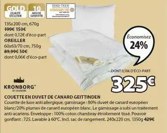 JYSK Couette en duvet de canard geittinden offre