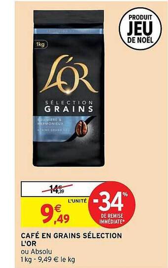 Intermarché Hyper Café en grains sélection l'or offre