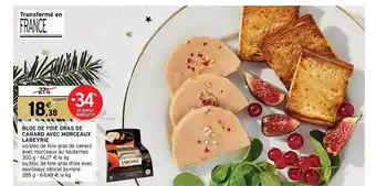 Intermarché Bloc de foie gras de canard avec morceaux labeyrie offre