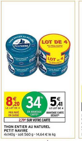 Intermarché Hyper Thon entier au naturel petit navire offre