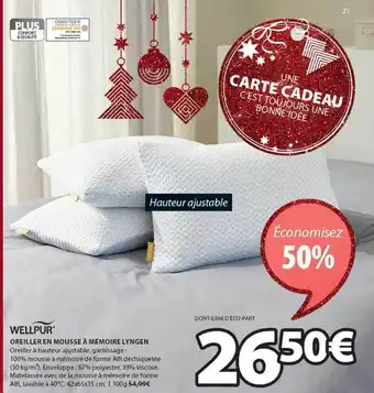 JYSK Oreiller en mousse à mémoire lyngen wellpur offre