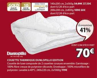 JYSK Couette thermique dunlopillo édition offre