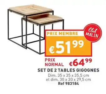 Trafic Set de 2 tables gigognes offre