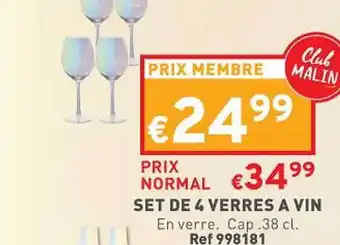 Trafic Set de 4 verres à vin offre