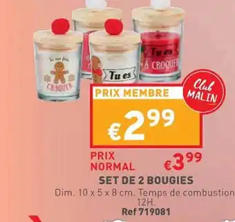 Trafic Set de 2 bougies offre