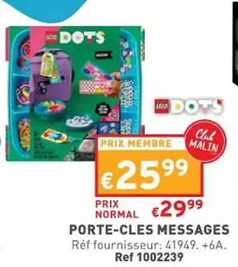 Trafic Porte-clés messages lego dots offre