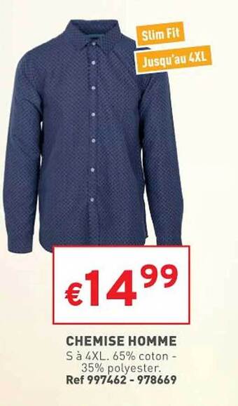 Trafic Chemise homme offre